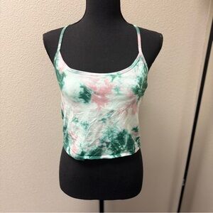 PINK by Victoria Secret Tie-Dye Spaghetti Strap Racerback Crop Top. Size Large